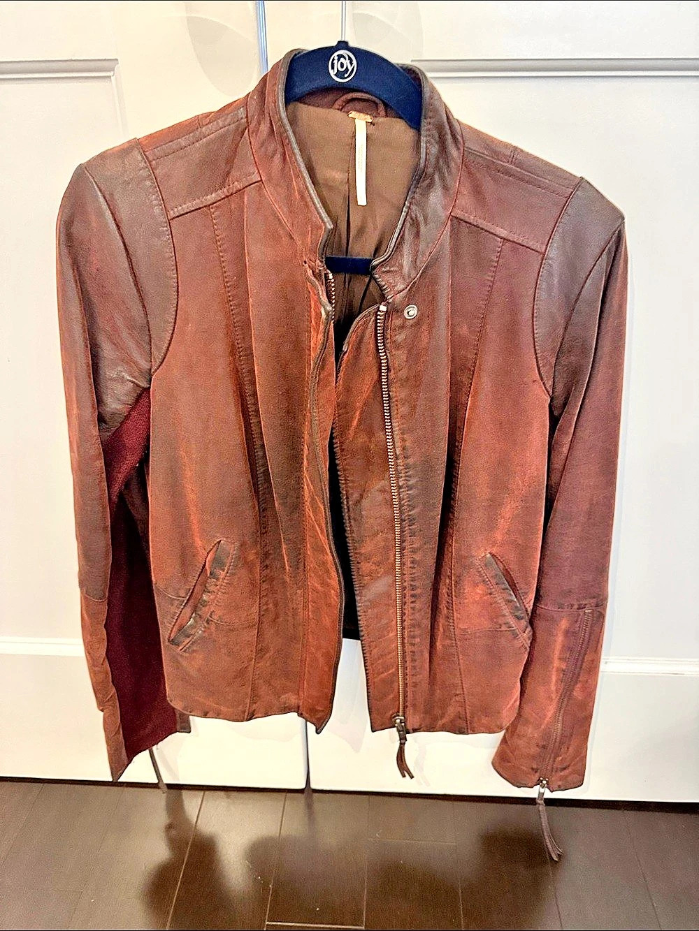 Free People Women's Brown Leather Jacket Size 8